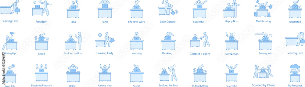 Poster man in office icon collections vector design