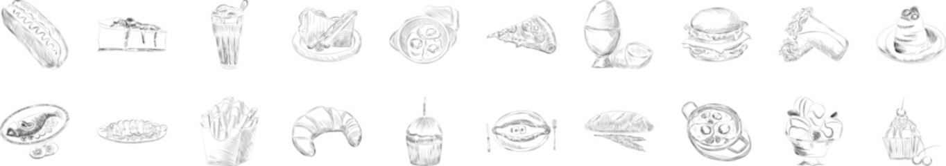 Food sketch icon collections vector design