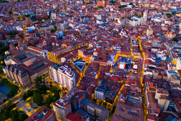 Aerial view of Valladolid at twilight. Spain. High quality photo