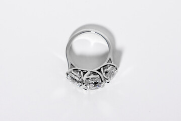 Beautiful diamond ring on a white background