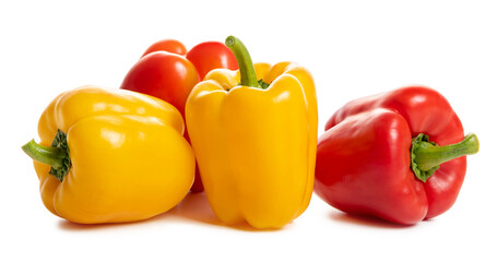 Yellow and red paprika. Isolate on white background