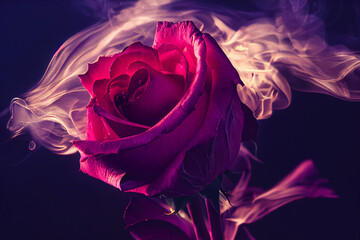 Purple Rose in Smoke, Made by AI, Artificial Intelligence