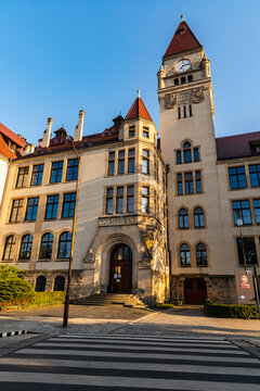 Wroclaw, Poland - May 26 2020: Facade of the faculty of Architecture of Wroclaw University of Science and Technology