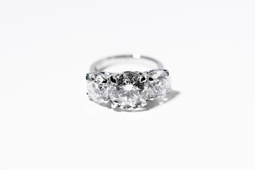 Beautiful diamond ring on a white background