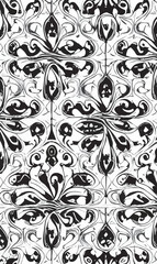 Fototapeta premium Decorative black and white gothic ornament, base for tattoo