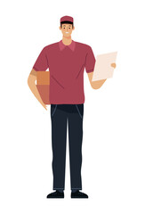 delivery worker with document