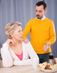Son criticizes his mature mother and proves to her his position
