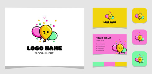 Template Logo Creative Party balloon, fun and colorful concept. Creative Template with color pallet, visual branding, business card and icon.