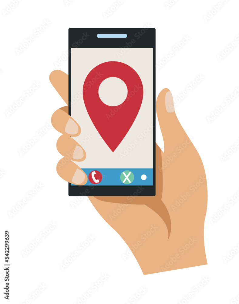 Poster hand using smartphone and gps app