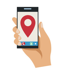 hand using smartphone and gps app