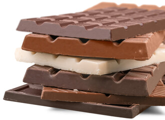 Stack of White , Dark , Milk Chocolate Bars