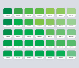 Green color palette with hex