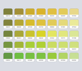 Yellow and green color palette with hex