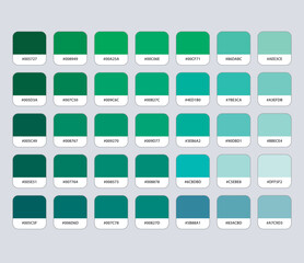 Green color palette with hex