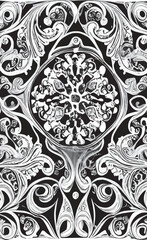 Decorative black and white gothic ornament, base for tattoo