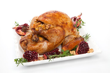 Pomegranate Glazed Roasted Turkey on White