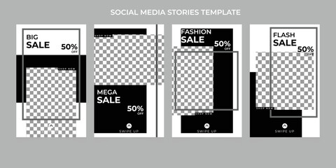 Fashion sale social media stories templates with black color