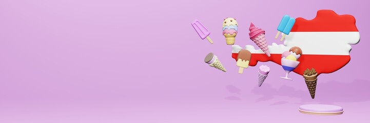 3d rendering of ice cream consumption in Austria for social media content

