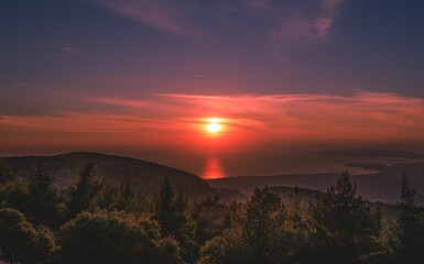Cloudy sunrise sky over Athens, Greece