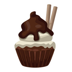 sweet cupcake with wafers