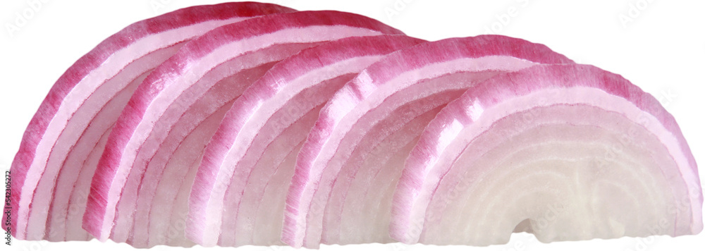 Wall mural Sliced red onion isolated on white