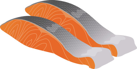 鮭の切り身_ベクターイラスト