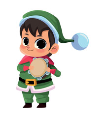 little elf playing tambourine
