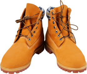 Pair of old yellow working boots, Isolated on white background