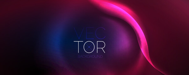 Neon glowing waves, magic energy space light concept, abstract background wallpaper design