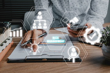 Risk management strategy plan finance investment internet business technology concept, Business...