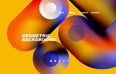 Website landing page abstract geometric background. Circles and round shapes. Web page for website or mobile app wallpaper