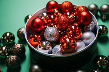 Christmas decoration. Balls. Christmas toy. Gifts. 