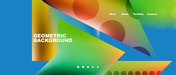 Obraz premium Landing page background template. Colorful plastic round shapes abstract composition. Vector illustration for wallpaper, banner, background
