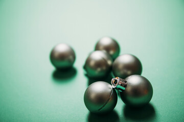 silver christmas balls. Christmas gifts. Balls. Celebration