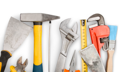 Various Building tools isolated on white background