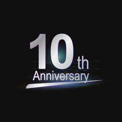 Silver 10th year anniversary celebration Modern logo