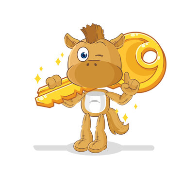 horse carry the key mascot. cartoon vector