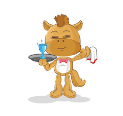 horse waiter cartoon. cartoon mascot vector