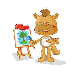 horse artist mascot. cartoon vector