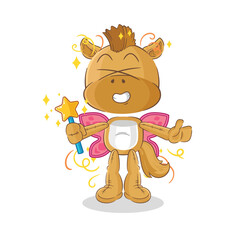 horse fairy with wings and stick. cartoon mascot vector