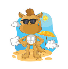 Naklejka premium horse sunbathing in summer. character vector