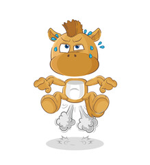 horse fart jumping illustration. character vector