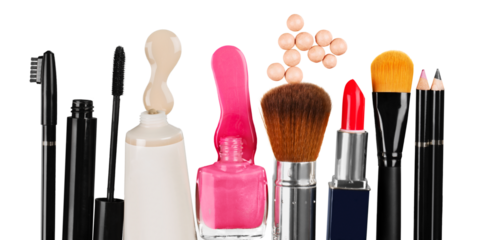 Set of decorative cosmetics on  background
