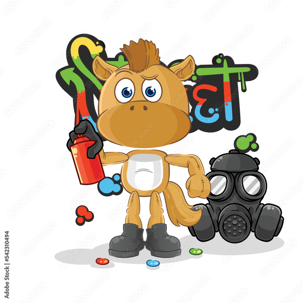 Canvas Prints horse graffiti artist vector. cartoon character