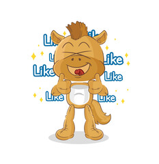 horse give lots of likes. cartoon vector