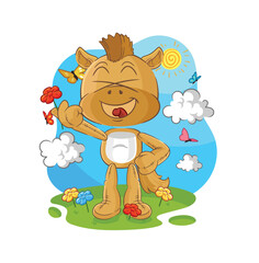 horse pick flowers in spring. character vector