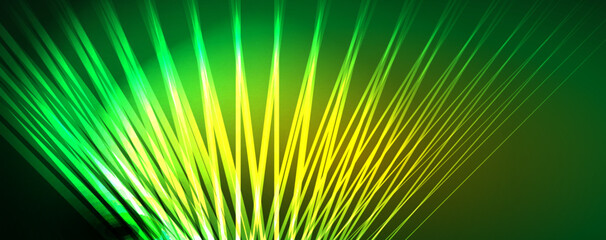 Obraz premium Light beams, neon lines abstract background. Vector Illustration For Wallpaper, Banner, Background, Card, Book Illustration, landing page