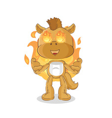 horse on fire mascot. cartoon vector