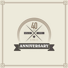 40 years anniversary celebration design template. 40th vintage logo vector illustrations.
