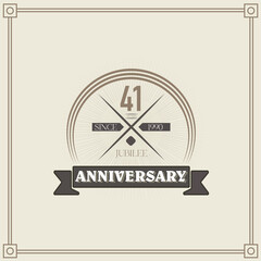 41 years anniversary celebration design template. 41st  vintage logo vector illustrations.
